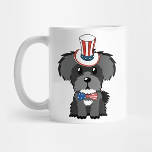 Funny schnauzer dog is wearing uncle sam hat Mug